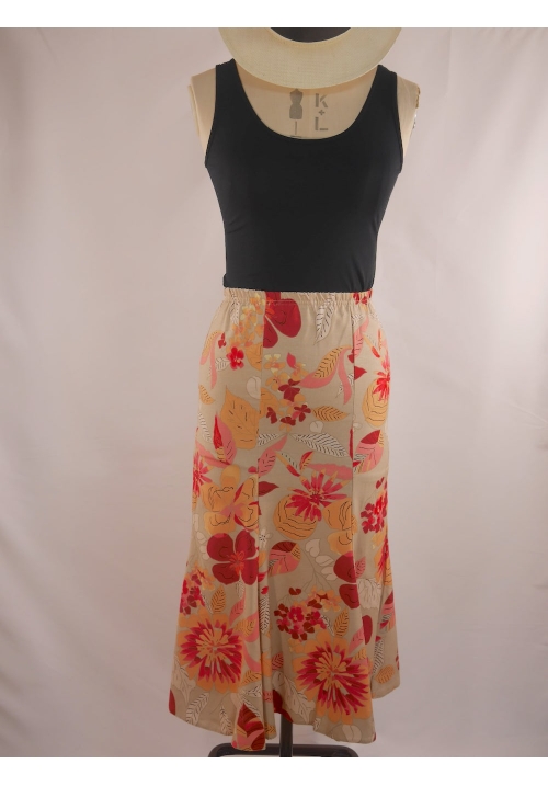 Printed Linen Floral Skirt